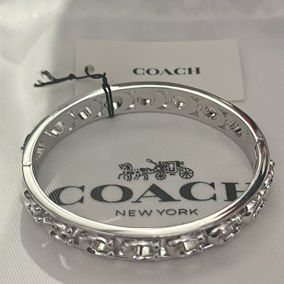 Coach signature silver hinged bangle - Picture 3 of 5
